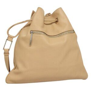 Authentic GUCCI Shoulder Bag Leather Beige Silver